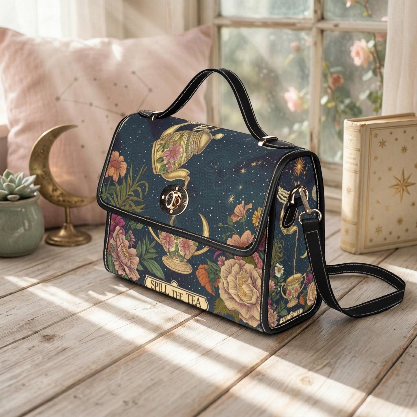 Whimsical Tea Party Purse – 'Spill the Tea' Teapot & Floral Print