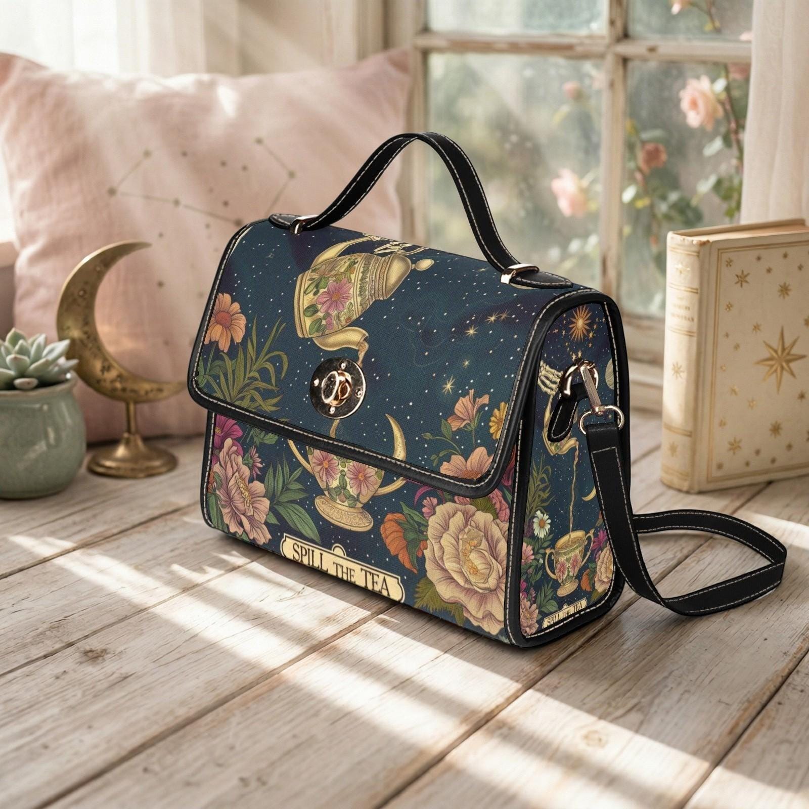 Whimsical Tea Party Purse – 'Spill the Tea' Teapot & Floral Print
