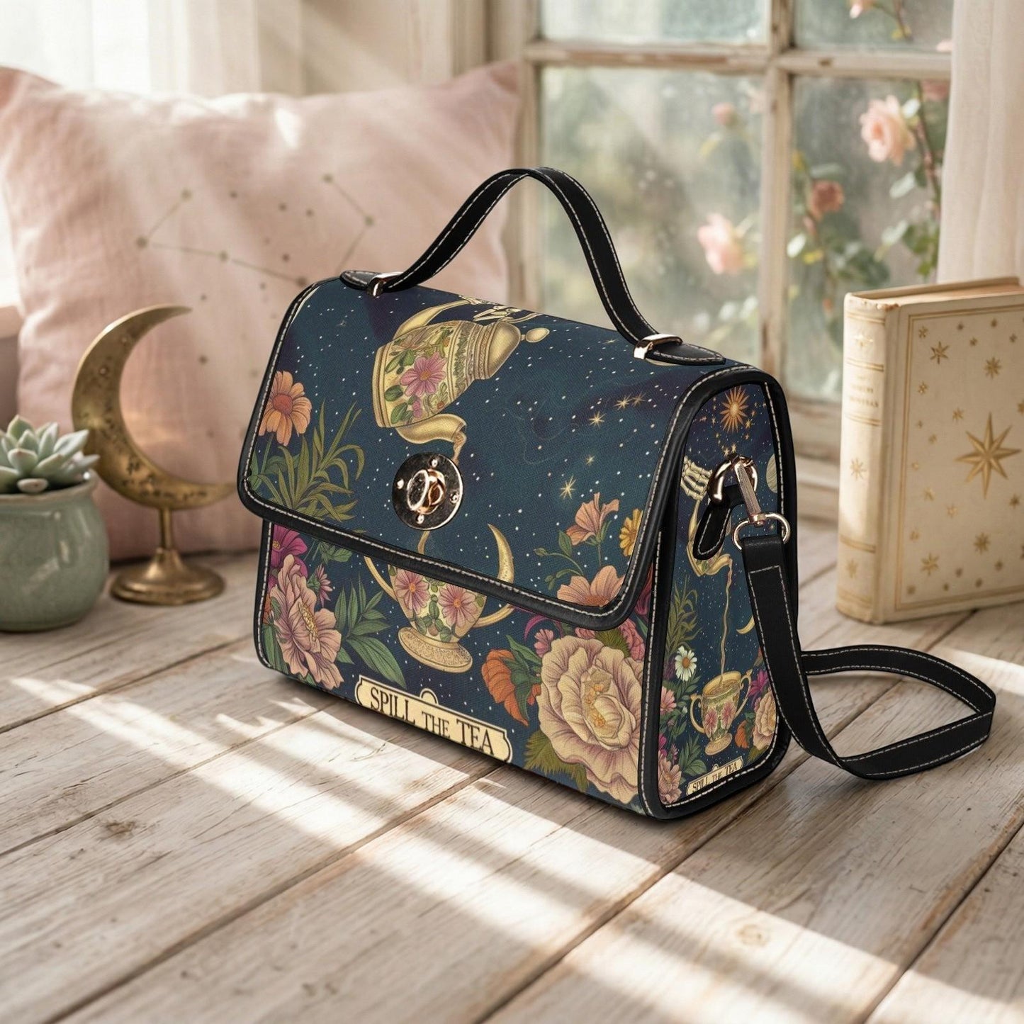 Whimsical Tea Party Purse – 'Spill the Tea' Teapot & Floral Print
