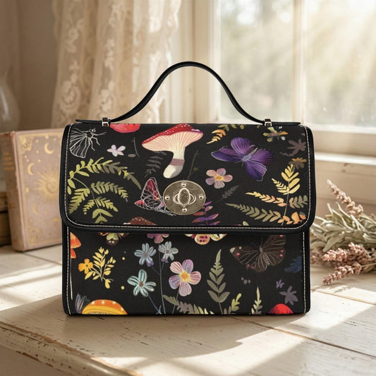 Midnight Butterfly Satchel, Celestial Insect Print Crossbody Bag, Gothic Fairycore Tote