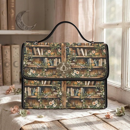 Vintage Bookshelf Cottagecore Handbag