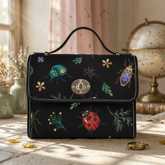 Bug Beetle Print Crossbody Bag, Naturecore Soft Goth Purse
