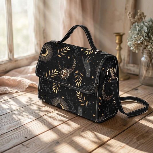 Moon Phase Handbag, Night Sky Purse, Dark Academia Top Handle Bag