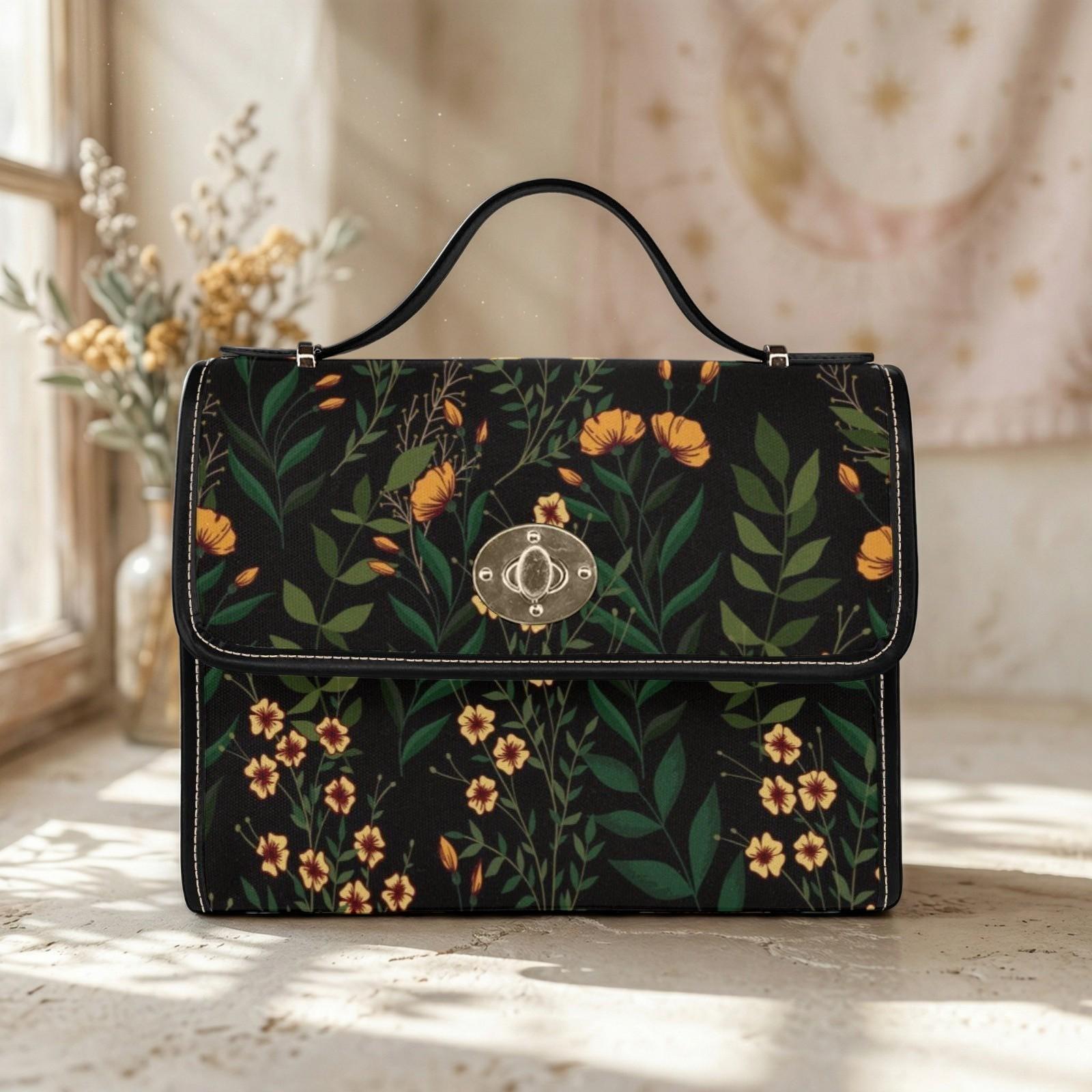 Floral Crossbody Bag, Wildflower Satchel Purse, Botanical Top Handle Handbag