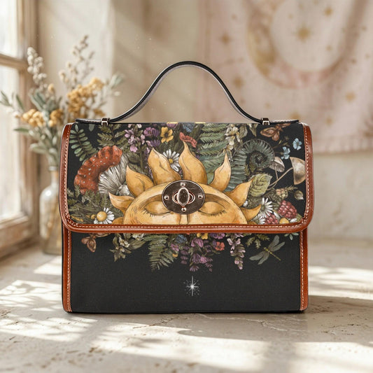 Celestial Sun Purse, Botanical Satchel Bag, Cottagecore Woodland Handbag, Boho Nature Gift