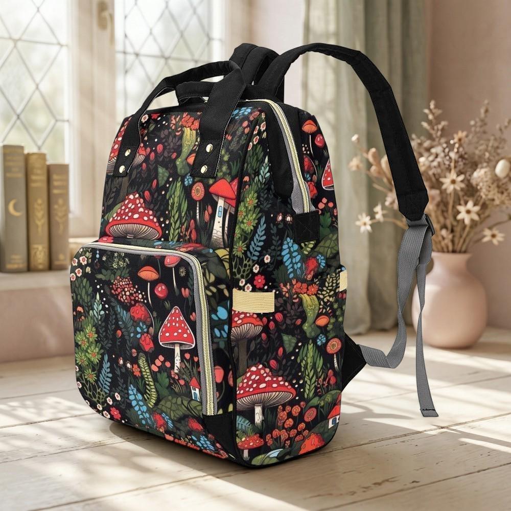 Mushroom Diaper Bag Backpack, Woodland Mom Backpack, Baby Travel Organizer
