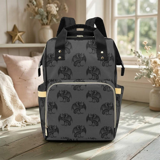 Dragon Diaper Backpack, Gothic Baby Travel Bag, Fantasy Nursery Organizer for New Parents