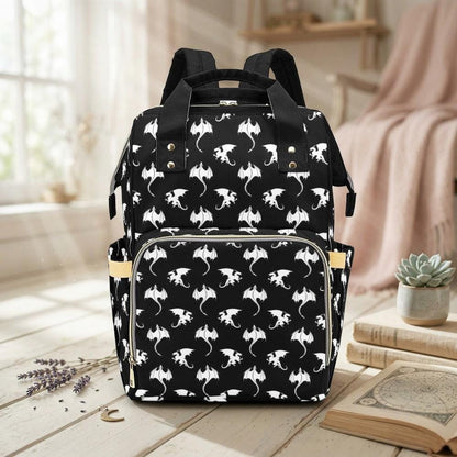 Dragon Print Diaper Bag Backpack, Fantasy Mom Bag, Baby Travel Backpack Organizer