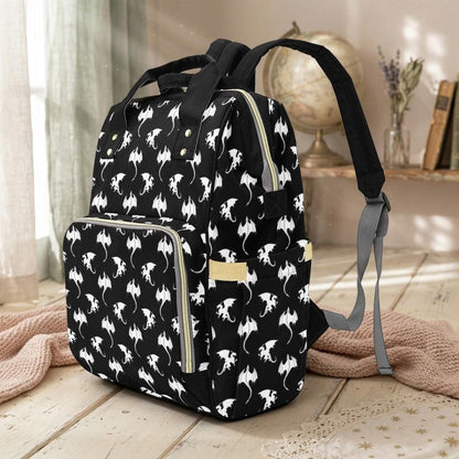 Dragon Print Diaper Bag Backpack, Fantasy Mom Bag, Baby Travel Backpack Organizer