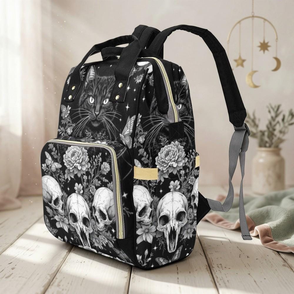 Black Cat Lover Diaper Backpack