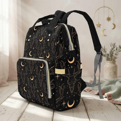 Diaper Bag Backpack, Celestial Deer Print Mom Backpack, Baby Travel Organizer