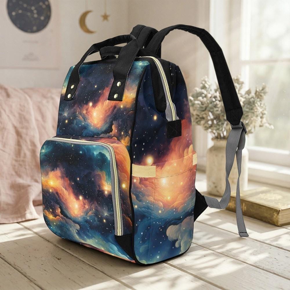 Galaxy Diaper Backpack, Space Mom Bag, Baby Travel Backpack, Celestial Nursery Organizer