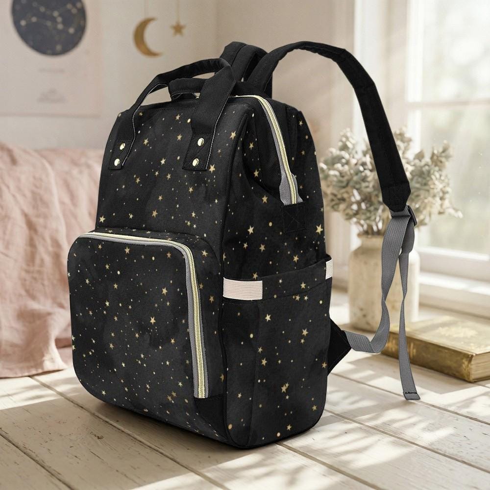 Celestial Diaper Bag Backpack, Star Baby Travel Pack, Unisex Parent Bag, Stroller Organizer