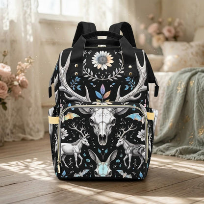Deer Skull Botanical Diaper Backpack