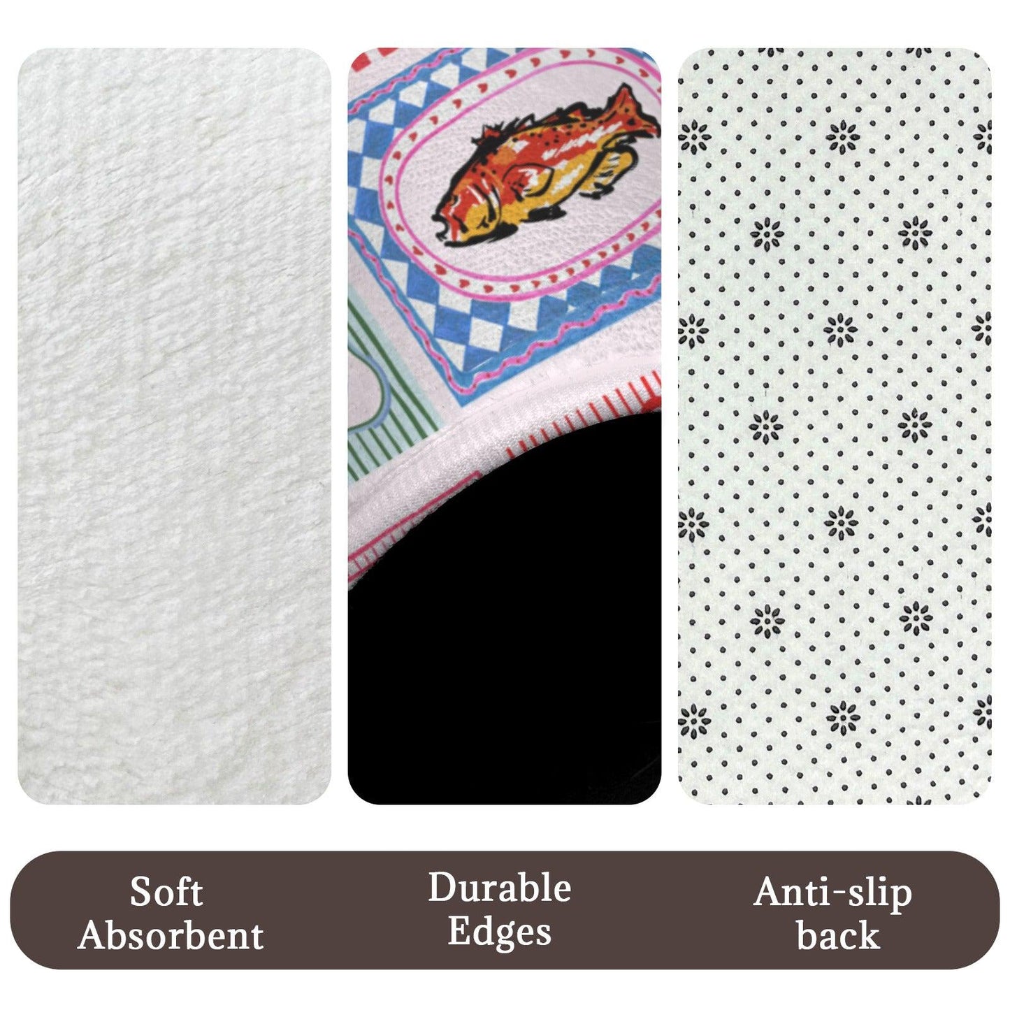 Fish Market Bath Rug Set, Sardine Tin Bathroom Mat Trio, Lobster Toilet Cover