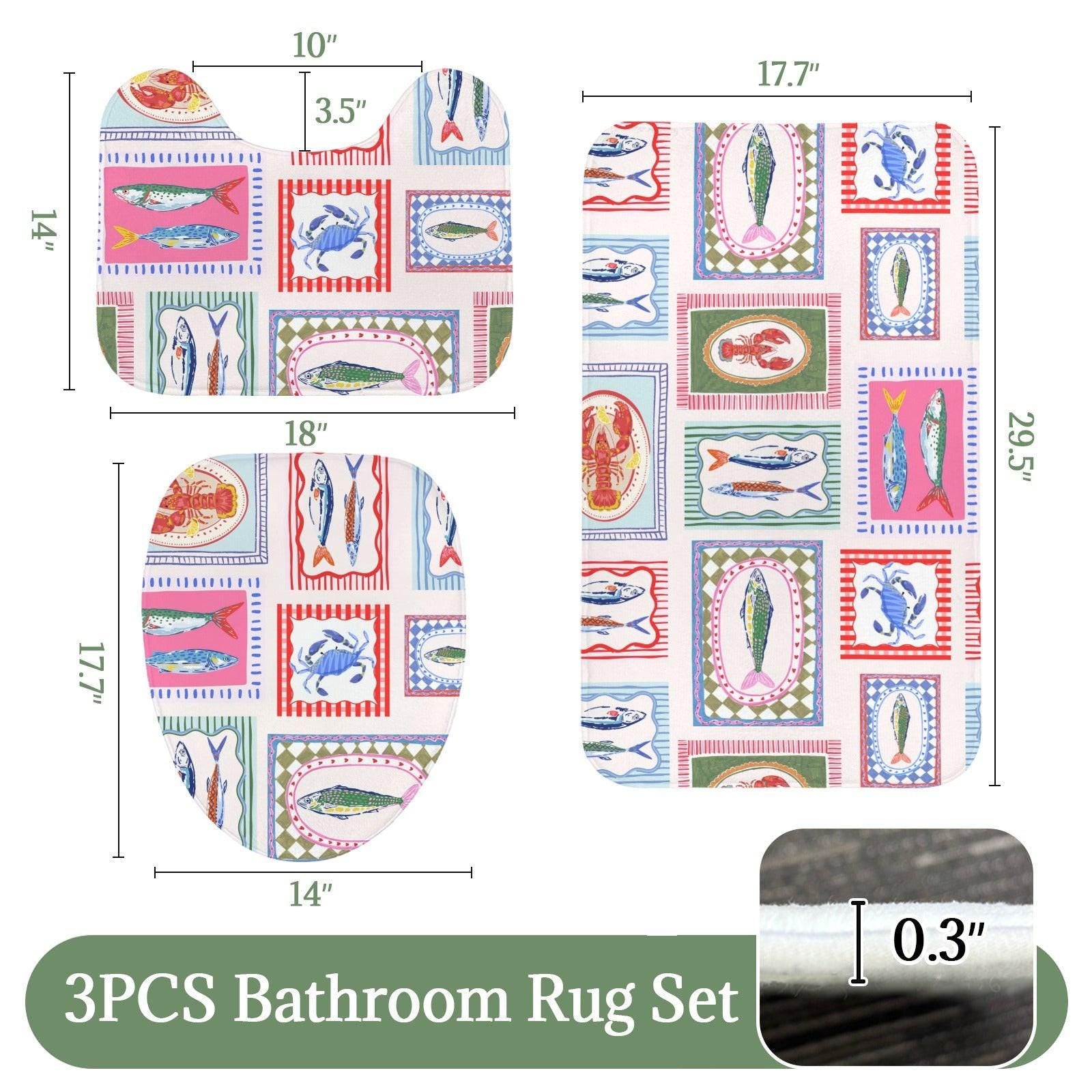 Sardine Lobster Fish Shower Curtain, Coastal Seafood Bathroom Decor
