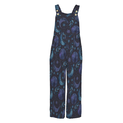 Celestial Moon Wide Leg Jumpsuit, Galaxy Stars Pockets Outfit