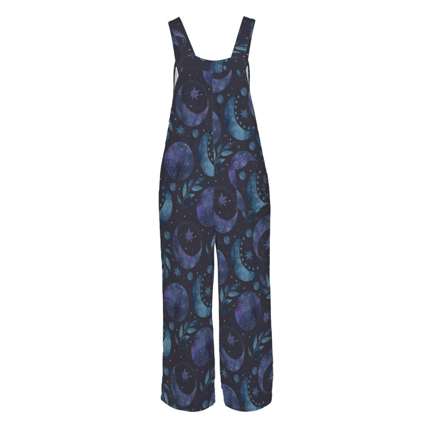 Celestial Moon Wide Leg Jumpsuit, Galaxy Stars Pockets Outfit
