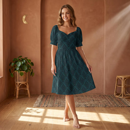 Teal Damask Dress