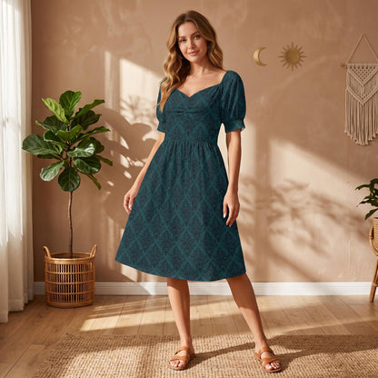 Teal Damask Dress