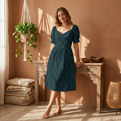 Teal Damask Dress
