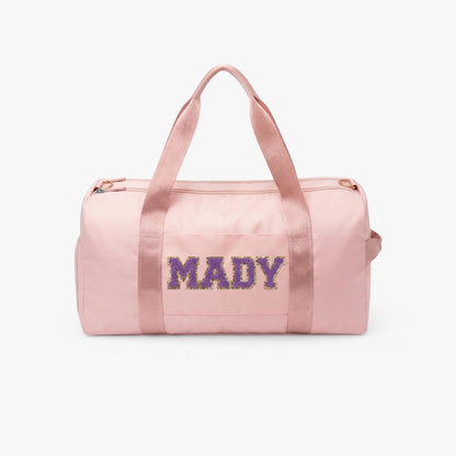 Personalized Duffel Bag for Girls, Light Blue Gym Tote, Custom Name Sports Weekender