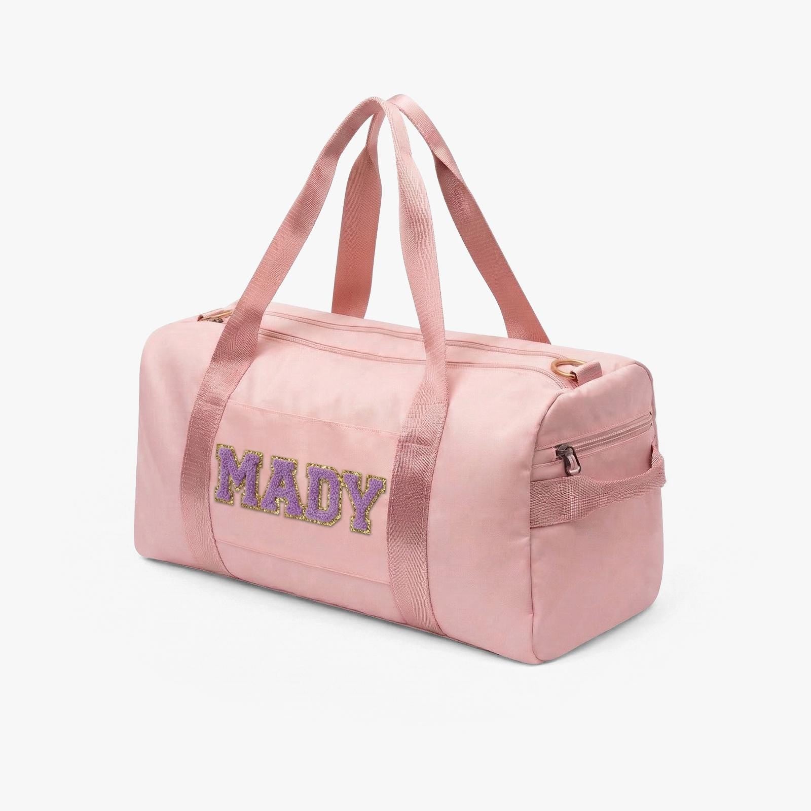 Personalized Duffel Bag for Girls, Light Blue Gym Tote, Custom Name Sports Weekender