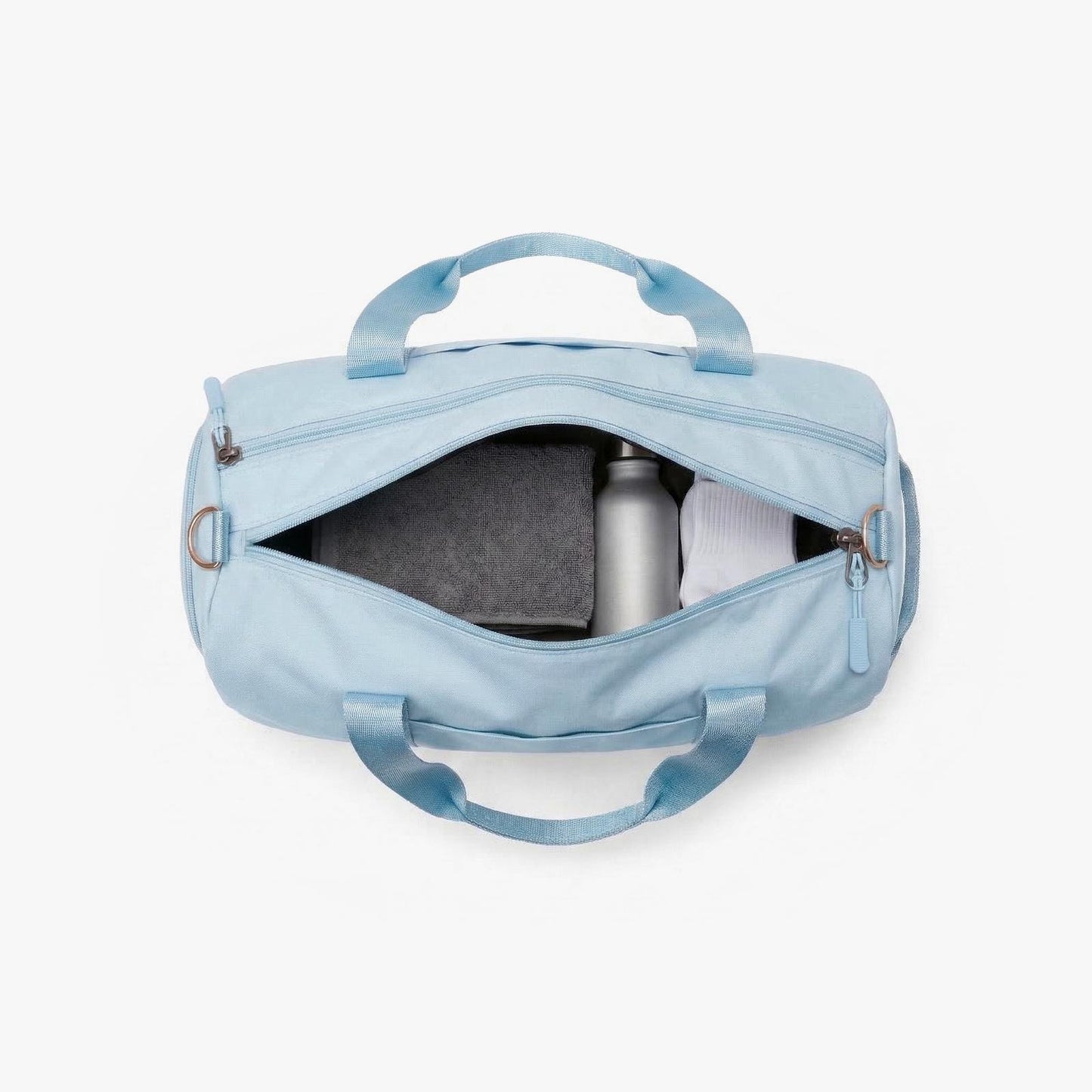 Personalized Duffel Bag for Girls, Light Blue Gym Tote, Custom Name Sports Weekender