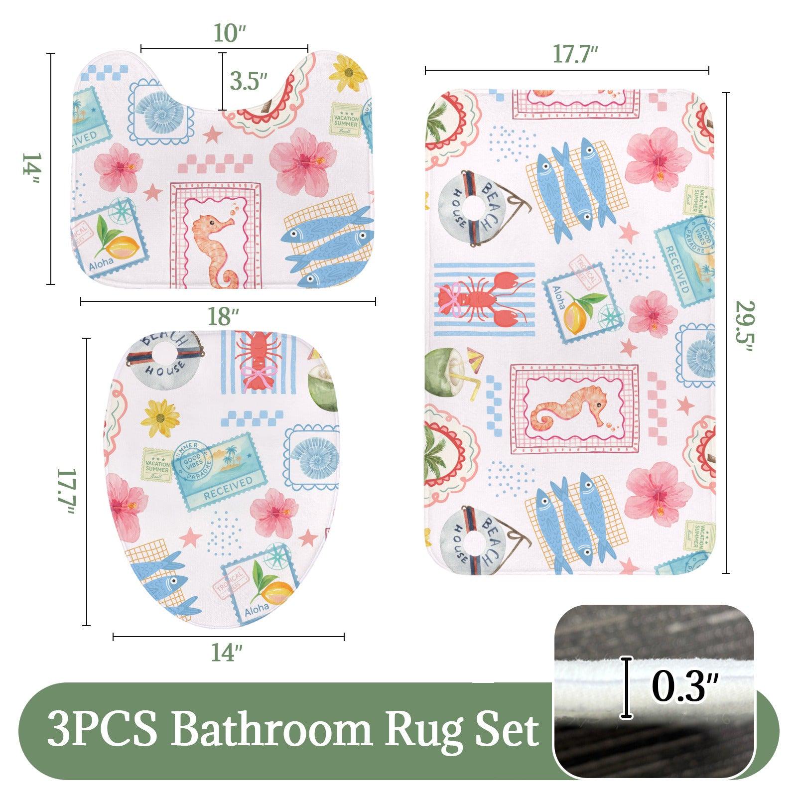 Tropical Beach Shower Curtain, Coastal Vacation Bathroom Decor With Lobster Palm Seahorse, Summer Surf House Bath Curtain