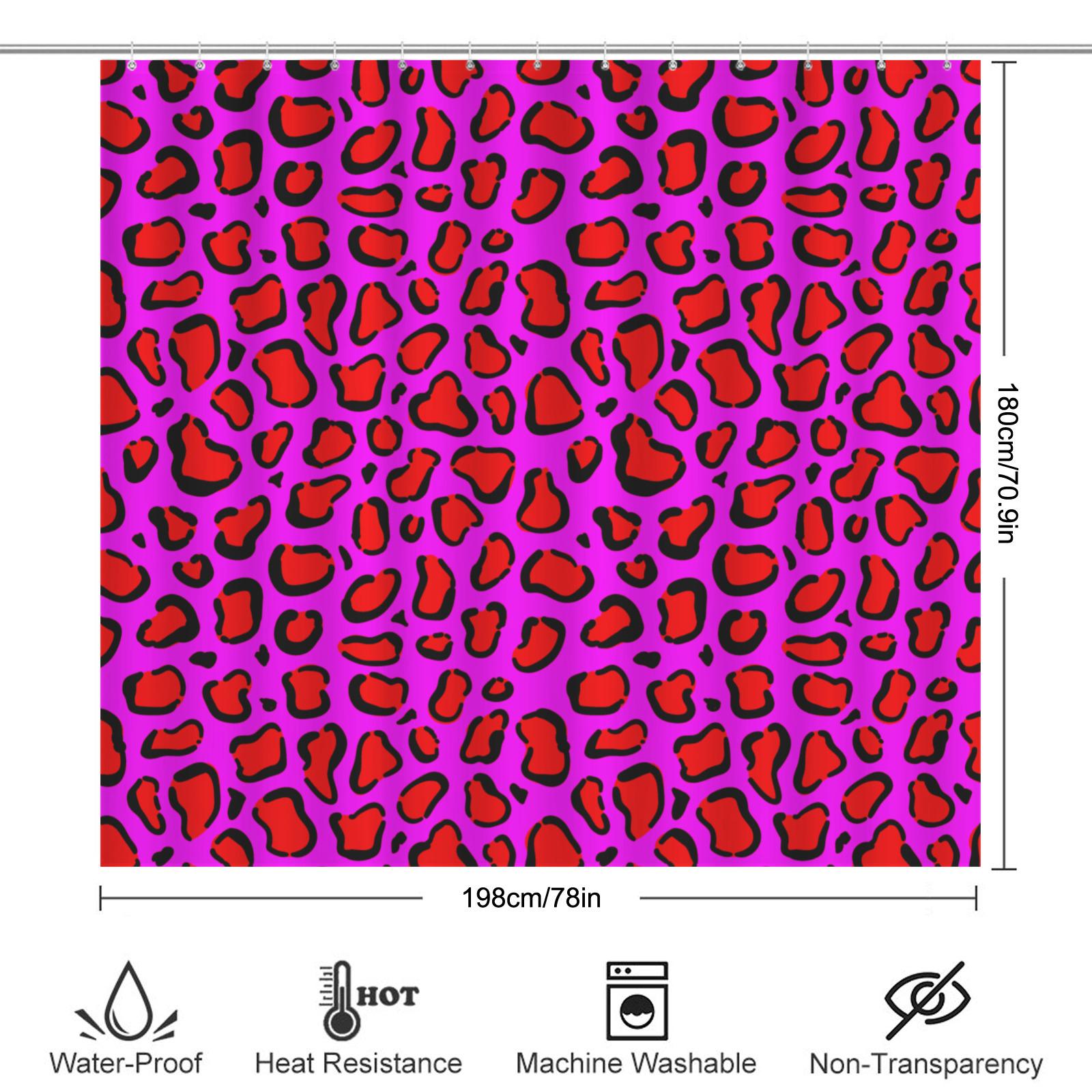 Hot pink leopard shower curtain, dopamine wild bathroom decor, bold animal print baddie aesthetic, y2k maximalist alt bath style, gift idea