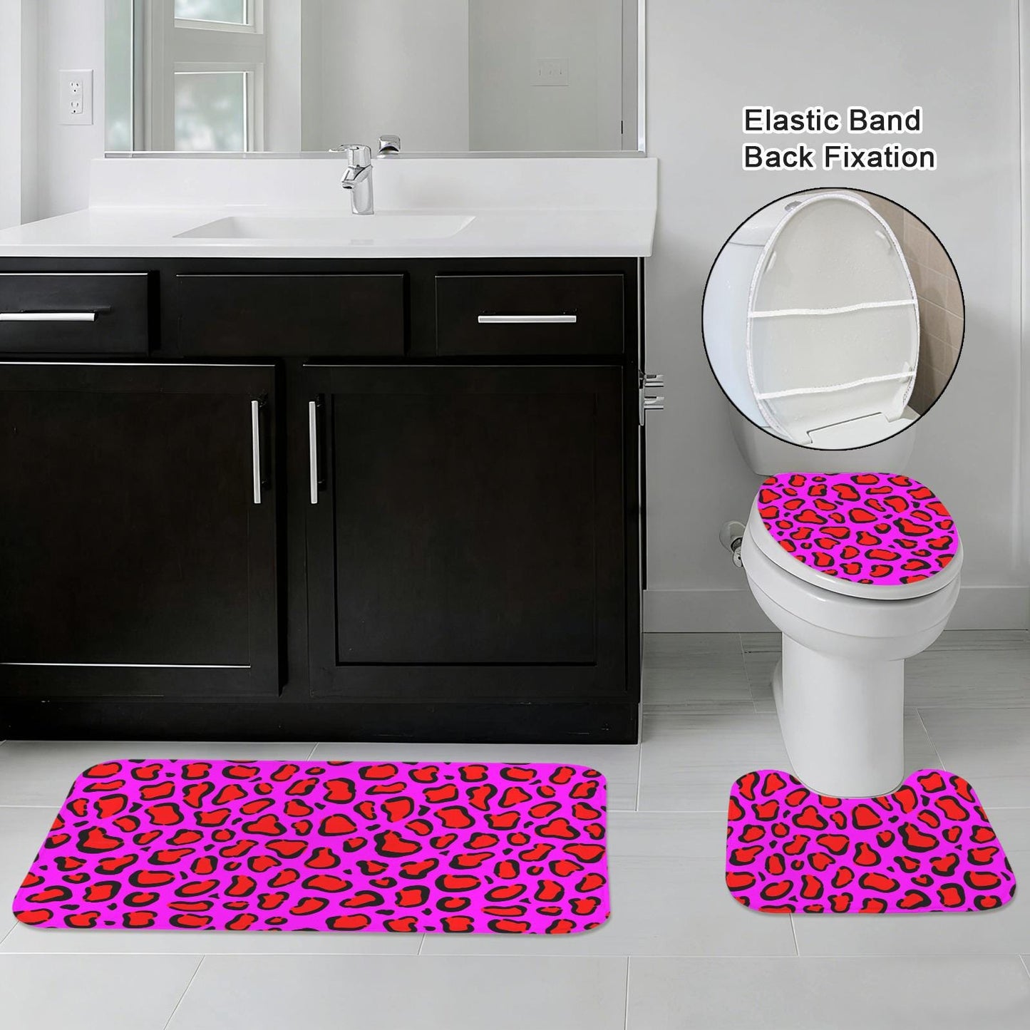 Hot pink leopard shower curtain, dopamine wild bathroom decor, bold animal print baddie aesthetic, y2k maximalist alt bath style, gift idea