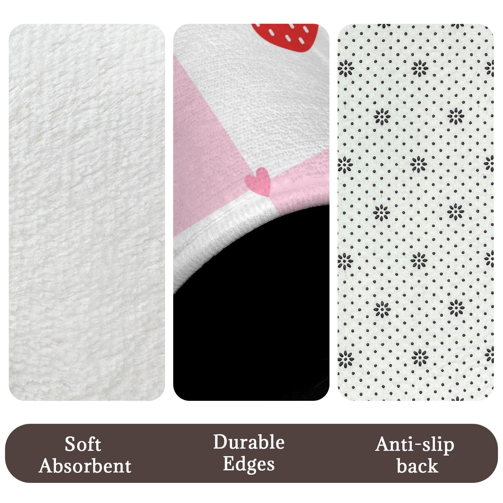 Strawberry Shower Curtain, Pink Check Bathroom Curtain, Coquette Heart Bath Decor