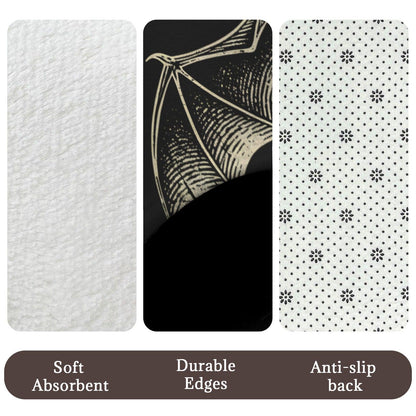 Celestial Bat Bathroom Rug Set, Gothic Halloween 3-Piece Bath Mat