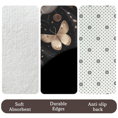 Moth Butterfly Bathroom Rug Set, Dark Cottagecore Toilet Cover, Gothic Nature Bath Decor