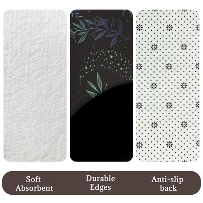 Celestial Moon Bathroom Rug Set, Botanical Night Sky Bath Mat, 3-Piece Lunar Toilet Decor