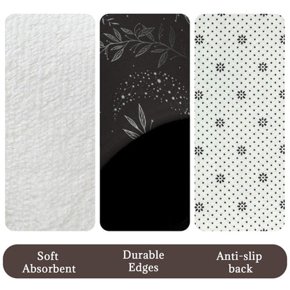 Celestial Floral Bathroom Rug Set, Cosmic Wildflower Bath Mat Trio, Boho Night Sky Decor