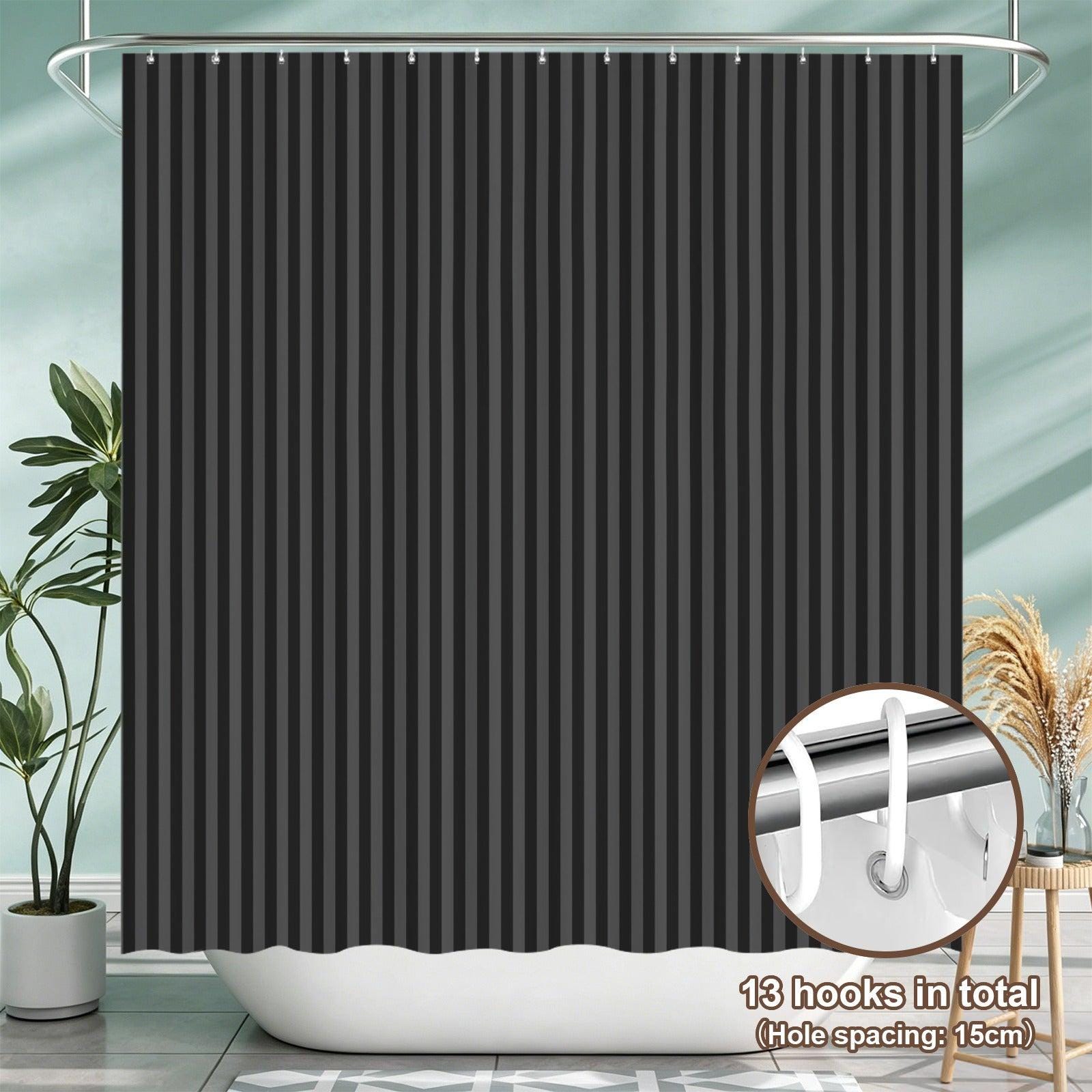 Black Vertical Stripe Shower Curtain, Moody Gothic Bathroom Decor