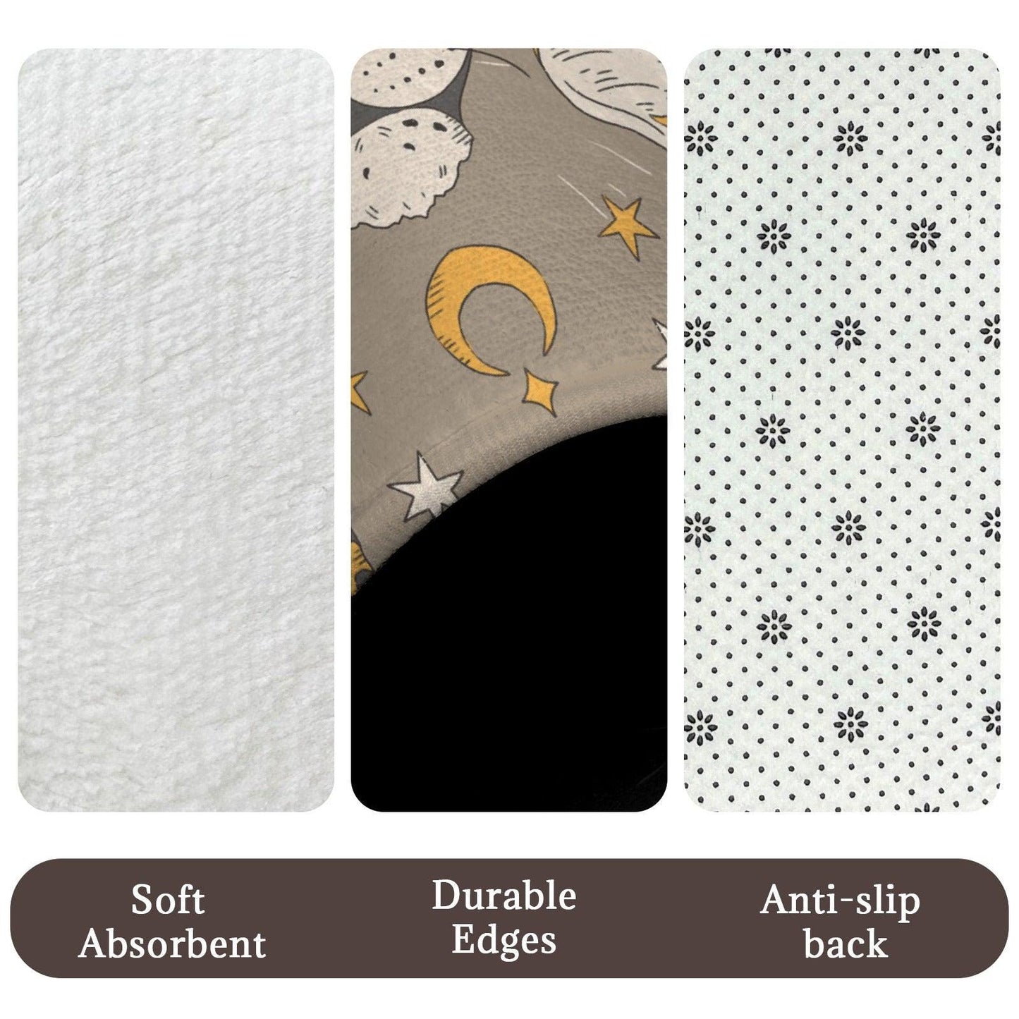 Celestial Leopard Bath Mat Set, Boho Safari Moon Rugs, Wild Cat Toilet Contour Mat
