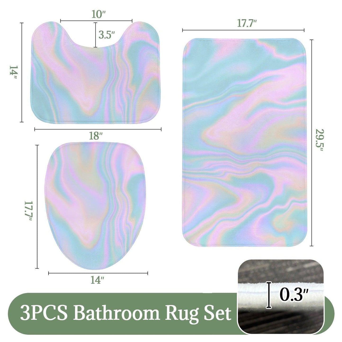 Holographic Shower Curtain, Pastel Opal Swirl, Iridescent Wavy Bath Decor