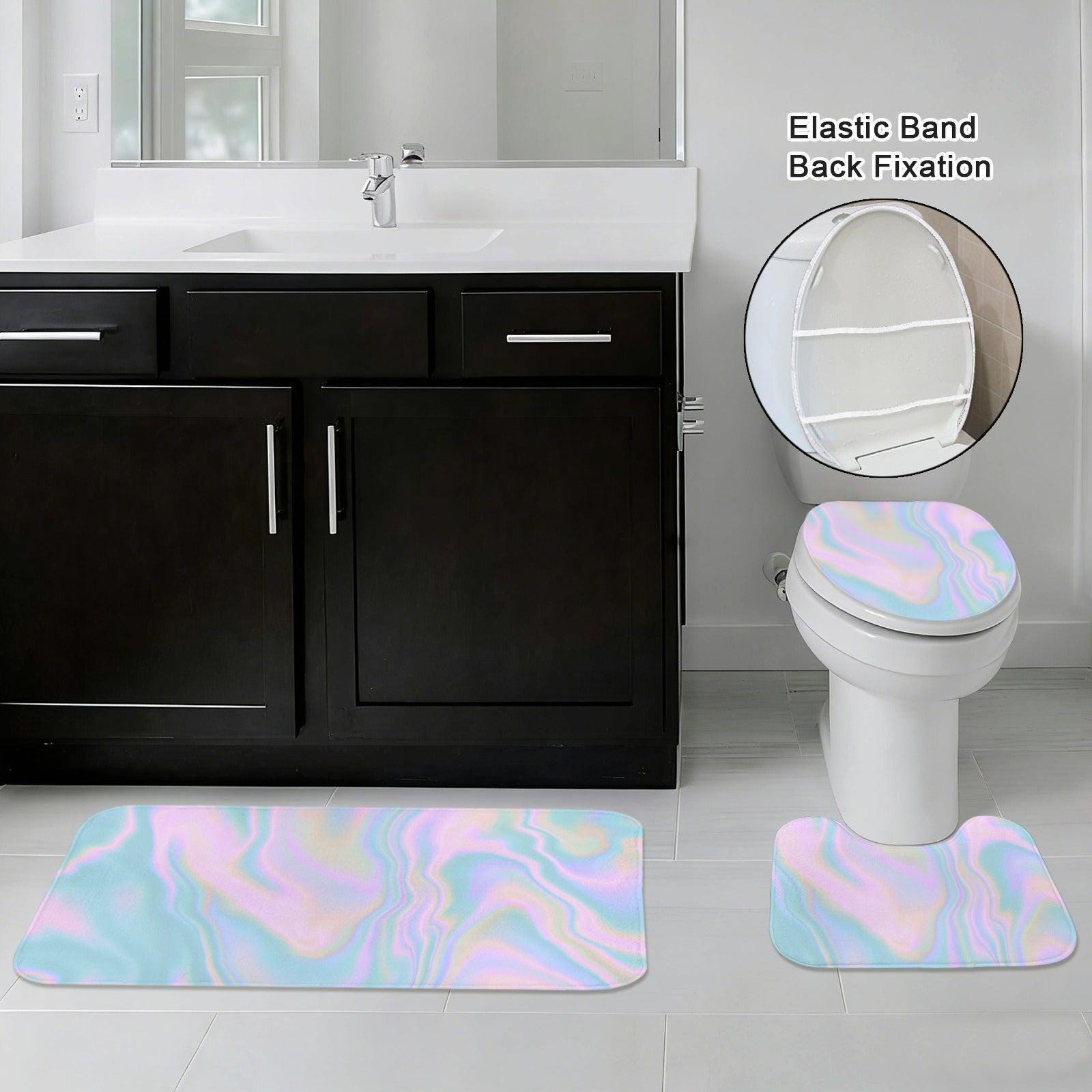 Holographic Shower Curtain, Pastel Opal Swirl, Iridescent Wavy Bath Decor