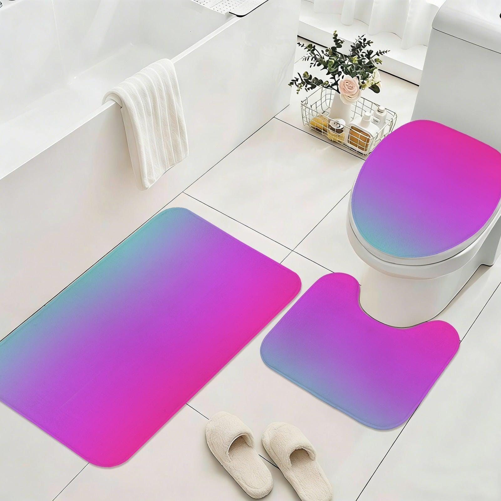 Ombre Shower Curtain, Pink Purple Teal Gradient Bath Decor, Y2K Modern Statement