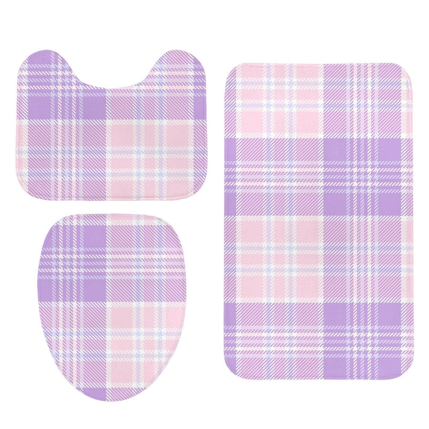 Pink Lavender Plaid Shower Curtain, Pastel Tartan Bathroom Decor, Preppy Coquette Bath Curtain