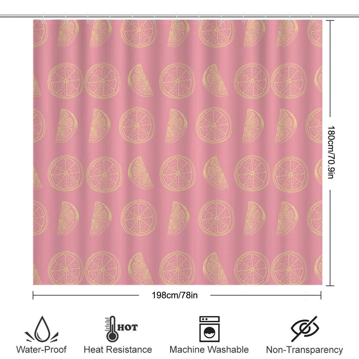 Pink Citrus Bathroom Rug Set, Lemon Grapefruit Slices Summer Decor Trio