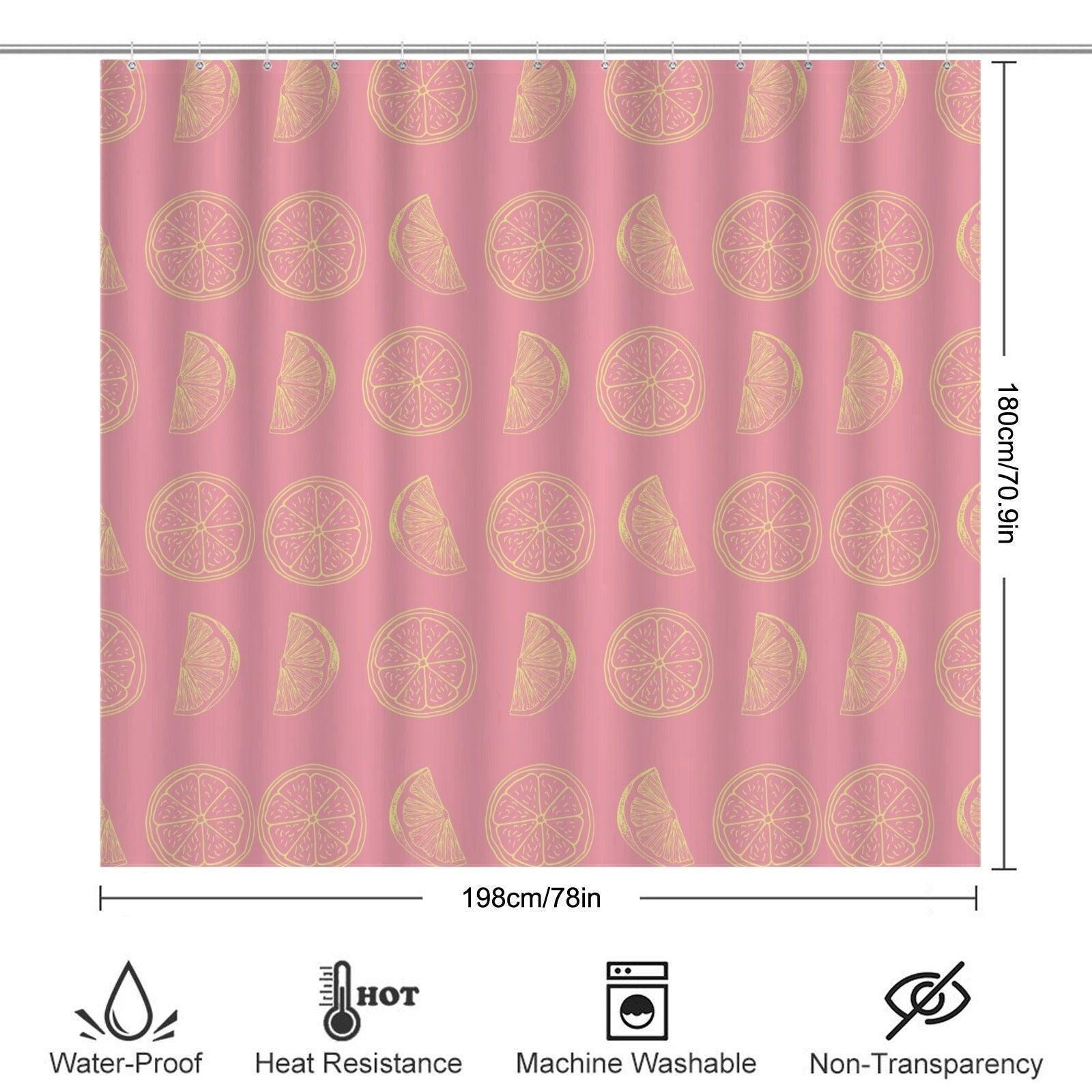 Pink Citrus Bathroom Rug Set, Lemon Grapefruit Slices Summer Decor Trio