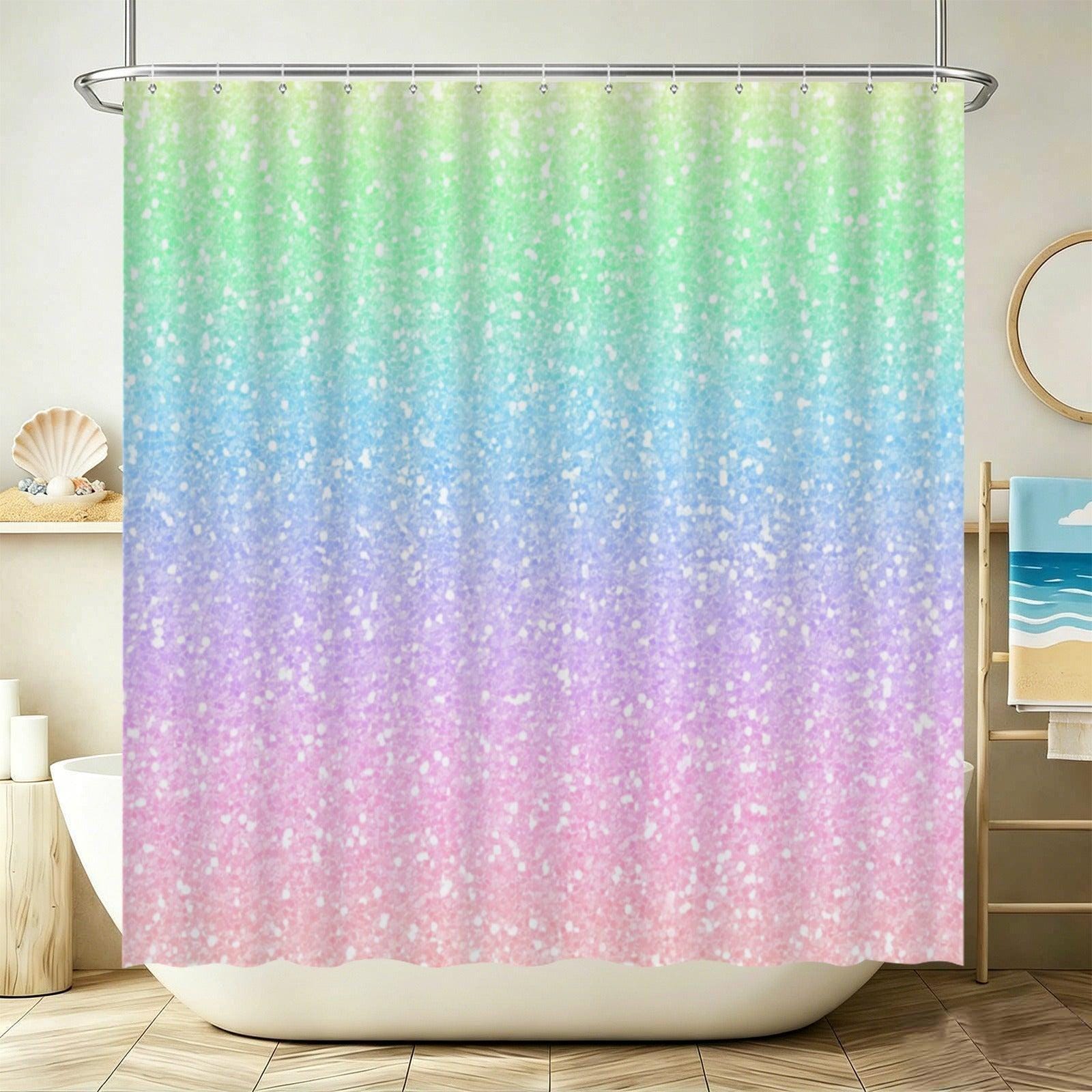 Ombre Glitter Bathroom Rug Set, Pastel Rainbow Bath Mat Trio, Dreamy Dorm Decor