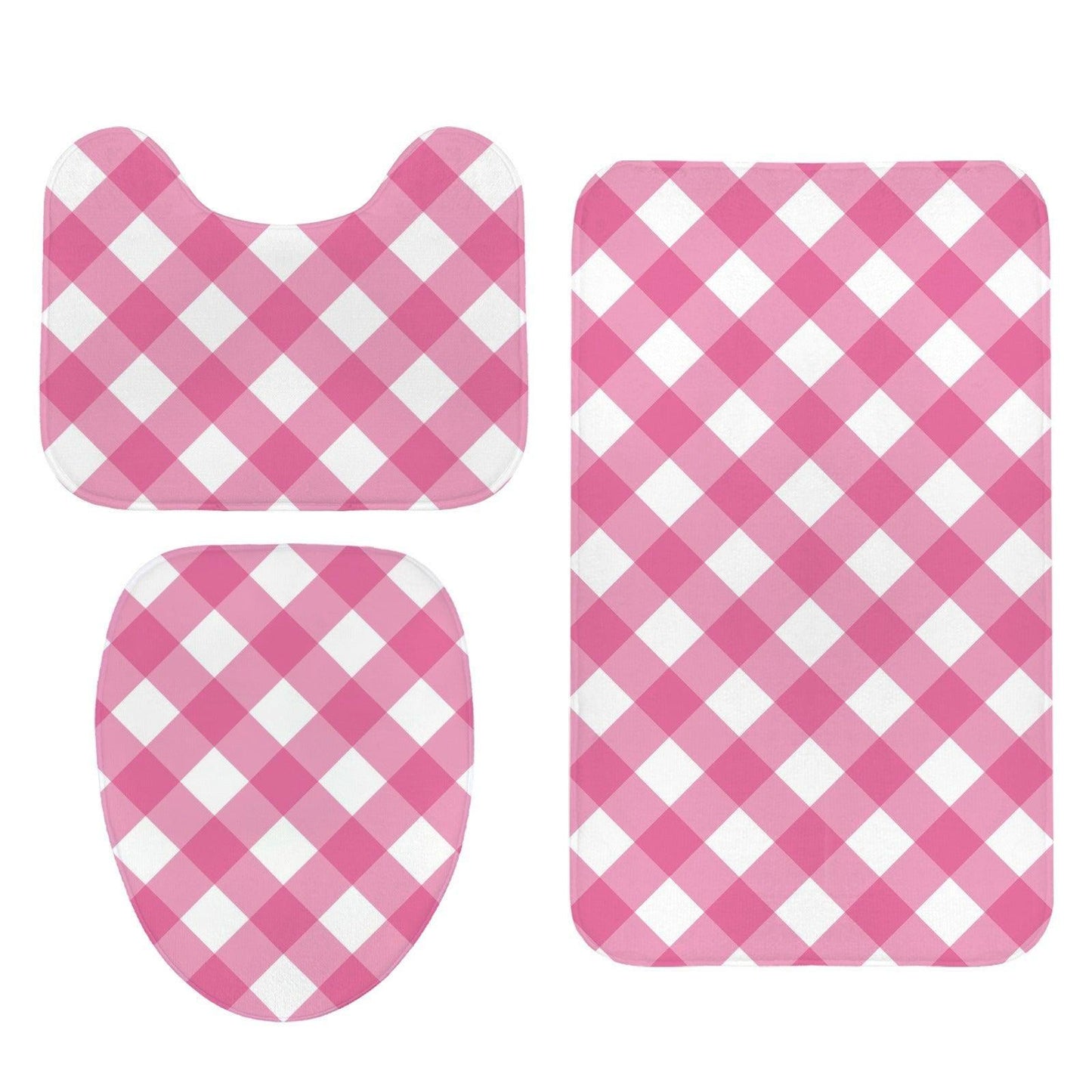 Pink Gingham Shower Curtain, Checkered Bathroom Decor, Preppy Bath Accent