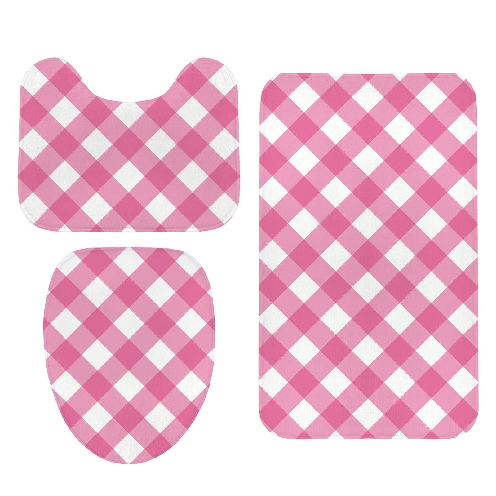 Pink Gingham Shower Curtain, Checkered Bathroom Decor, Preppy Bath Accent