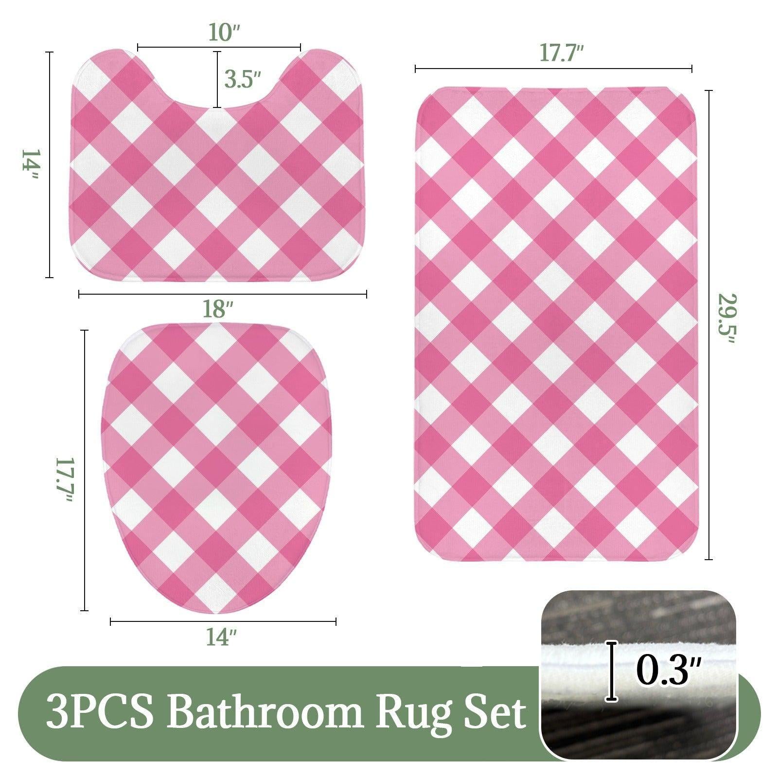 Pink Gingham Shower Curtain, Checkered Bathroom Decor, Preppy Bath Accent