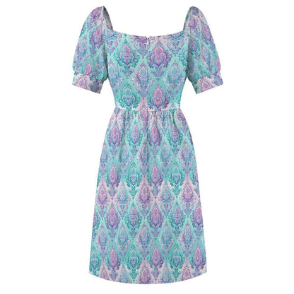 Pastel Damask Midi Dress