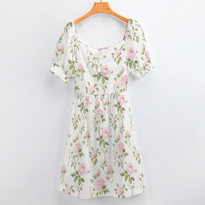 Pink Rose Floral Midi Dress